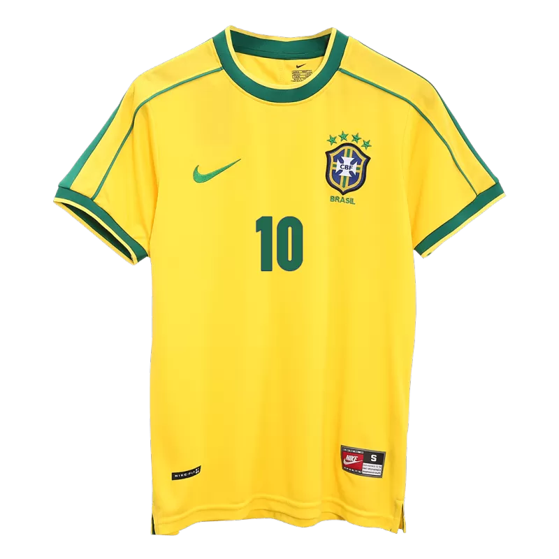 Maglia Calcio Vintage RIVALDO #10 Brasile Casa 1998 – Gialla