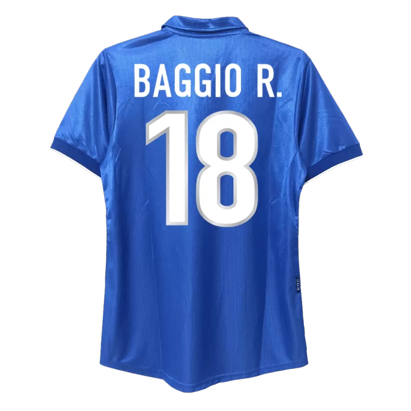 Maglia vintage da calcio Italia Home 1998 Baggio R. #18 – Blu