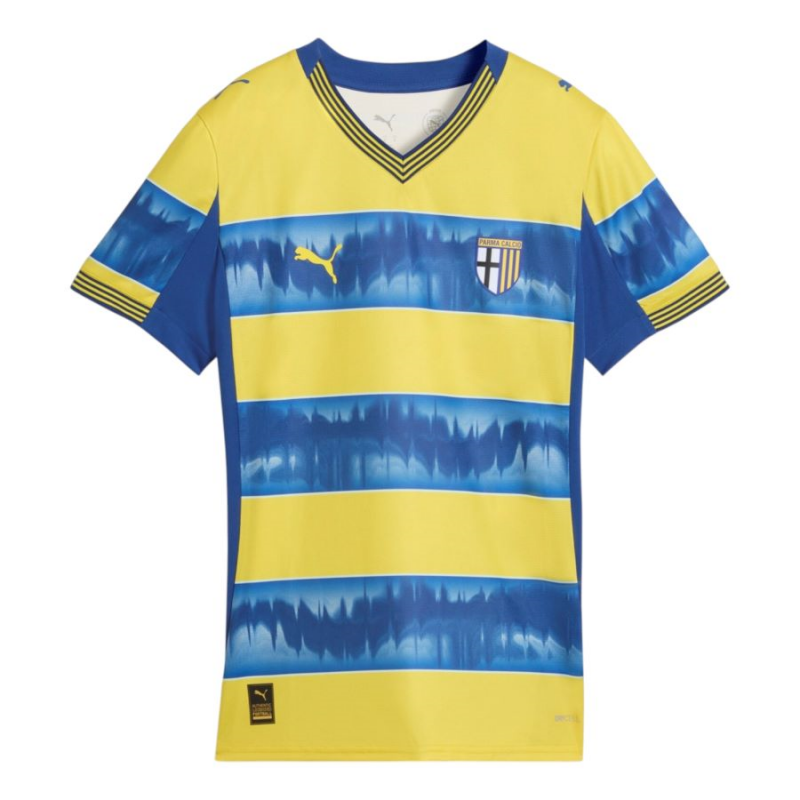 Maglia Trasferta Parma 2025/26 – Gialla con Strisce Blu e Dettagli Blu Navy
