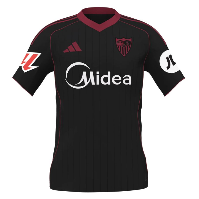 Prestigio Notturno – Terza Maglia Sevilla FC 2025-2026 Nera con Dettagli Rossi