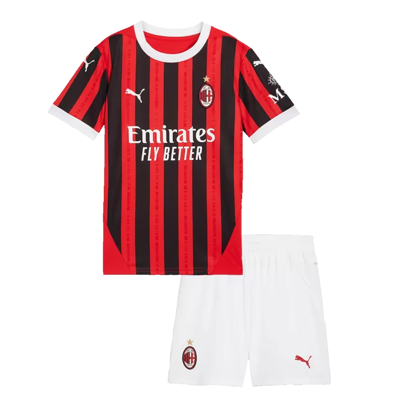 AC Milan Completo Calcio Bambino 2024/2025 Home - Rosso e Nero