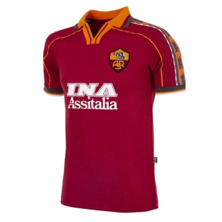 Maglia da Calcio AS Roma Casa 1998‑1999 Vintage – Rosso Porpora Classico