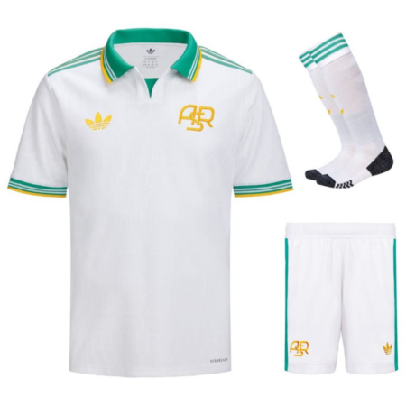 Completo AS Roma 2025-26 Terza Bambino – Bianco con Dettagli Verdi e Gialli