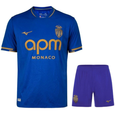 Set Trasferta Ufficiale AS Monaco 2025/26 Junior – Maglia + Pantaloncini Spectrum Blue