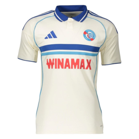 Maglia RC Strasbourg 2025-2026 – Trasferta Bianco con Dettagli Blu
