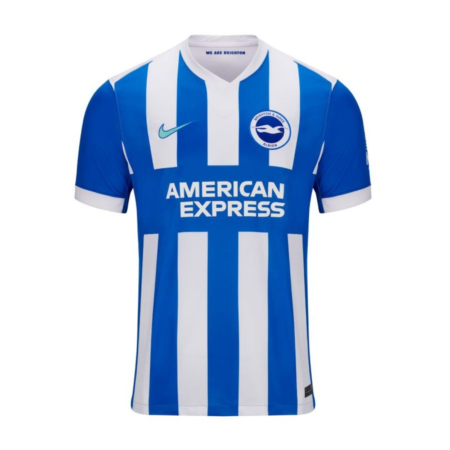 Maglia Casa Brighton & Hove Albion 2025/26 Nike – Blu E Bianco A Strisce Con Dettagli Hyper Turq
