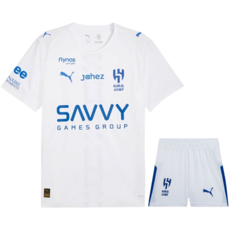 Kit Bambino Al Hilal 2025/26 Trasferta PUMA – Bianco Con Dettagli Blu