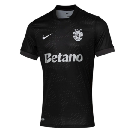 Sporting CP 2025/26 – Maglia Trasferta Nike, Nera con Stemmi Argento