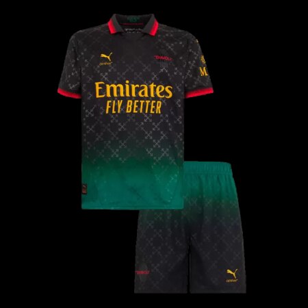 AC Milan completo calcio bambino 2024/2025 quarto kit trasferta - nero