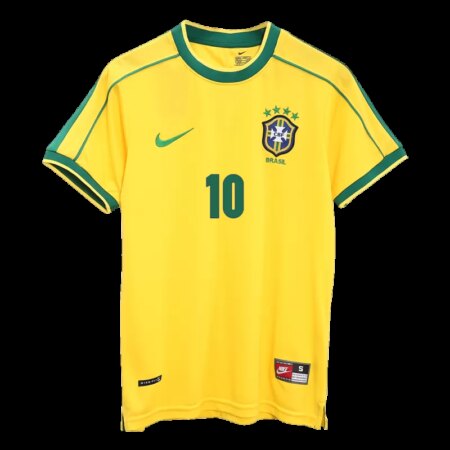 Maglia Calcio Vintage RIVALDO #10 Brasile Casa 1998 – Gialla