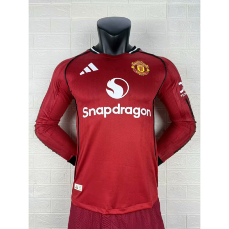 Maglia Casa Manchester United 2025/26 Versione Giocatore Manica Lunga